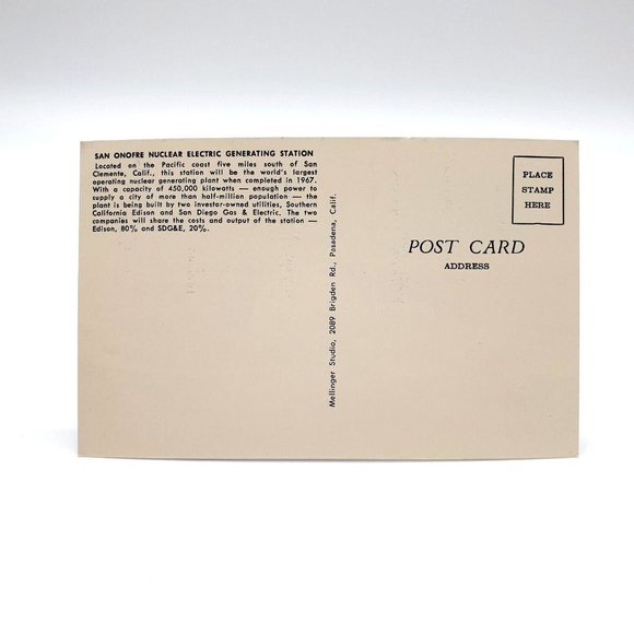 Vintage Postcard San Onofre Nuclear Electric Generating Station San Clemente CA - Picture 2 of 2